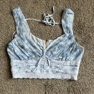 Altar’dState Floral Blue Crop Top